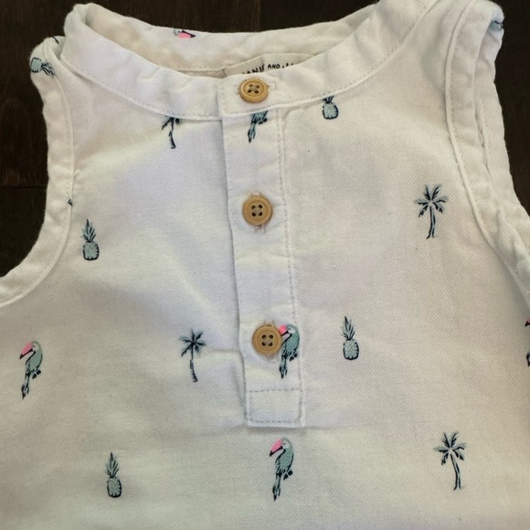 Janie and Jack White Palm Print Romper - Picture 3 of 3